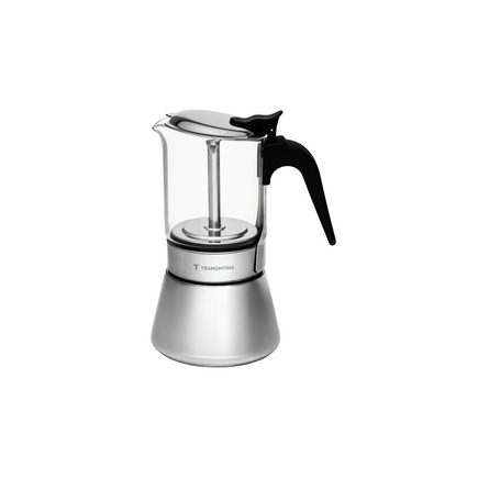 Cafeteira Italiana Tramontina em Aço Inox e Vidro Borossilicato para Espresso 300 ml