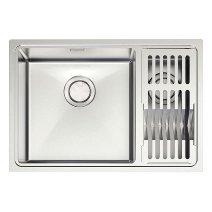 Cuba Tramontina Design Collection Quadrum em Aço Inox com Acabamento Acetinado 66x46 com 2 Cubas e escorredor de pratos e copos